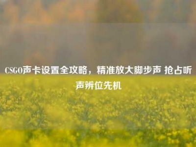 CSGO声卡设置全攻略，精准放大脚步声 抢占听声辨位先机