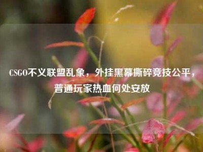 CSGO不义联盟乱象，外挂黑幕撕碎竞技公平，普通玩家热血何处安放