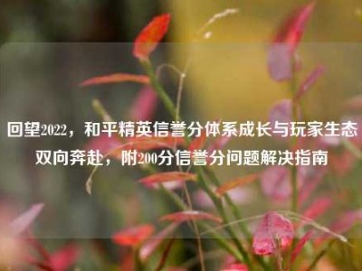 回望2022，和平精英信誉分体系成长与玩家生态双向奔赴，附200分信誉分问题解决指南