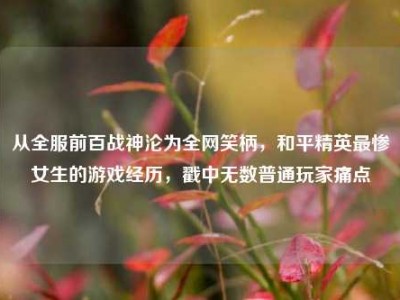 从全服前百战神沦为全网笑柄，和平精英最惨女生的游戏经历，戳中无数普通玩家痛点