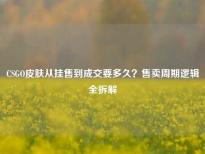 CSGO皮肤从挂售到成交要多久？售卖周期逻辑全拆解