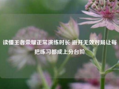 读懂王者荣耀正常演练时长 避开无效对局让每把练习都成上分台阶