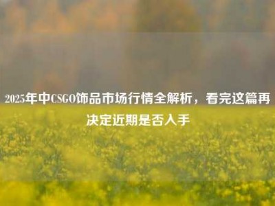 2025年中CSGO饰品市场行情全解析，看完这篇再决定近期是否入手