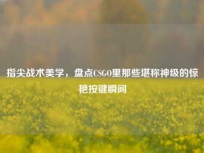 指尖战术美学，盘点CSGO里那些堪称神级的惊艳按键瞬间