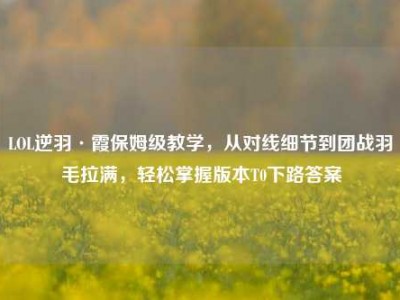 LOL逆羽·霞保姆级教学，从对线细节到团战羽毛拉满，轻松掌握版本T0下路答案