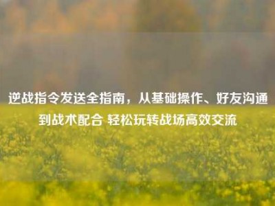 逆战指令发送全指南，从基础操作、好友沟通到战术配合 轻松玩转战场高效交流