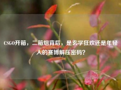 CSGO开箱，二箱烟背后，是玄学狂欢还是年轻人的赛博解压密码？