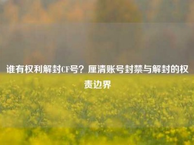 谁有权利解封CF号？厘清账号封禁与解封的权责边界