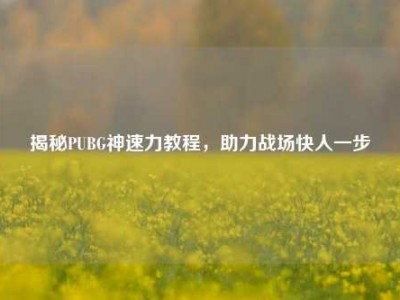 揭秘PUBG神速力教程，助力战场快人一步