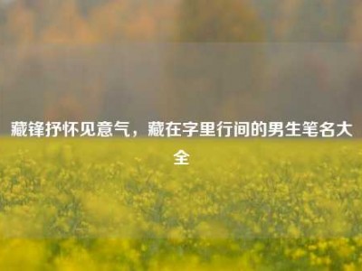 藏锋抒怀见意气，藏在字里行间的男生笔名大全