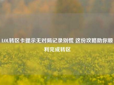 LOL转区卡提示无对局记录别慌 这份攻略助你顺利完成转区