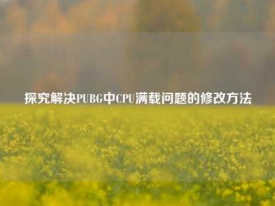 探究解决PUBG中CPU满载问题的修改方法