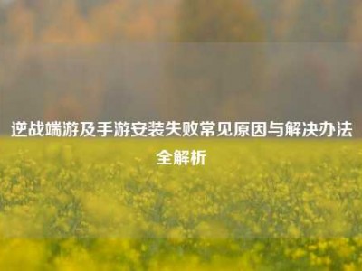 逆战端游及手游安装失败常见原因与解决办法全解析