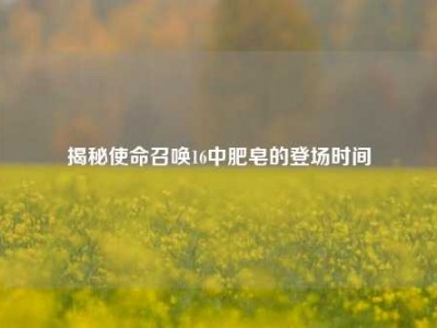 揭秘使命召唤16中肥皂的登场时间