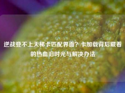 逆战登不上天梯卡匹配界面？卡加载背后藏着的热血旧时光与解决办法