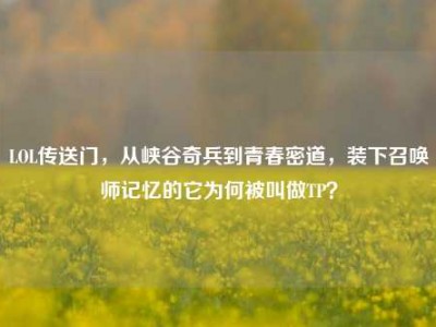 LOL传送门，从峡谷奇兵到青春密道，装下召唤师记忆的它为何被叫做TP？