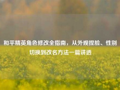 和平精英角色修改全指南，从外观捏脸、性别切换到改名方法一篇讲透