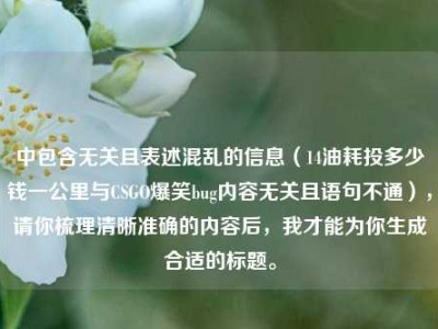 中包含无关且表述混乱的信息（14油耗投多少钱一公里与CSGO爆笑bug内容无关且语句不通），请你梳理清晰准确的内容后，我才能为你生成合适的标题。
