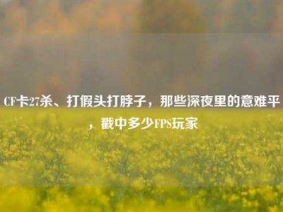 CF卡27杀、打假头打脖子，那些深夜里的意难平，戳中多少FPS玩家