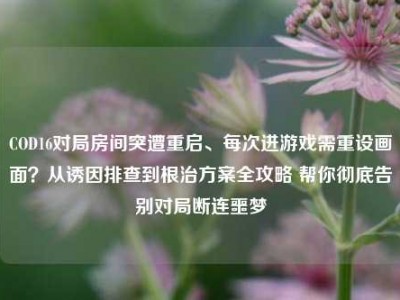COD16对局房间突遭重启、每次进游戏需重设画面？从诱因排查到根治方案全攻略 帮你彻底告别对局断连噩梦