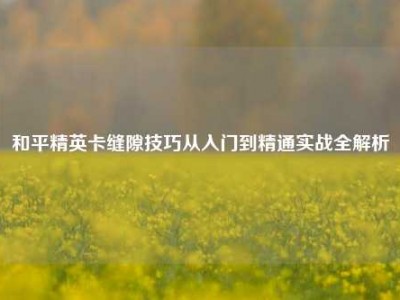 和平精英卡缝隙技巧从入门到精通实战全解析