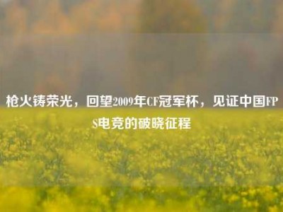 枪火铸荣光，回望2009年CF冠军杯，见证中国FPS电竞的破晓征程