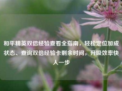 和平精英双倍经验查看全指南，轻松定位加成状态、查询双倍经验卡剩余时间，升级效率快人一步