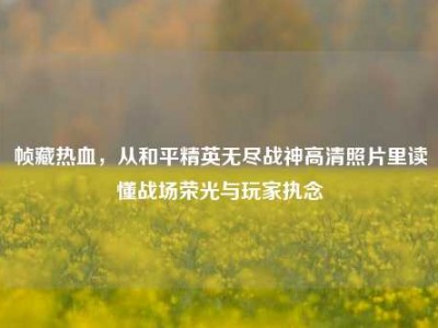 帧藏热血，从和平精英无尽战神高清照片里读懂战场荣光与玩家执念