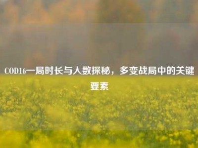 COD16一局时长与人数探秘，多变战局中的关键要素