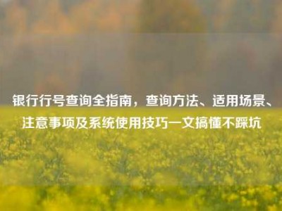 银行行号查询全指南，查询方法、适用场景、注意事项及系统使用技巧一文搞懂不踩坑