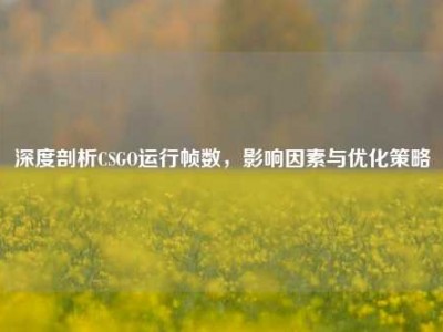 深度剖析CSGO运行帧数，影响因素与优化策略