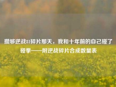 攒够逆战81碎片那天，我和十年前的自己碰了碰拳——附逆战碎片合成数量表