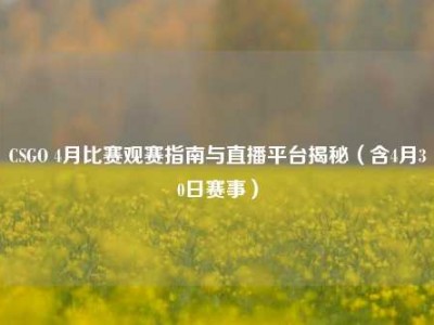CSGO 4月比赛观赛指南与直播平台揭秘（含4月30日赛事）