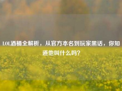 LOL酒桶全解析，从官方本名到玩家黑话，你知道他叫什么吗？