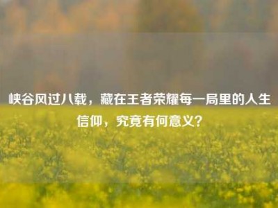 峡谷风过八载，藏在王者荣耀每一局里的人生信仰，究竟有何意义？