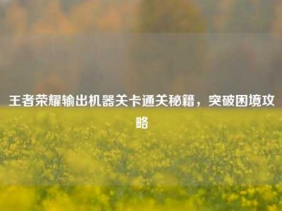 王者荣耀输出机器关卡通关秘籍，突破困境攻略
