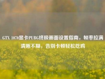 GTX 1070显卡PUBG终极画面设置指南，帧率拉满清晰不糊，告别卡顿轻松吃鸡