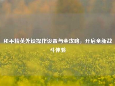 和平精英外设操作设置与全攻略，开启全新战斗体验