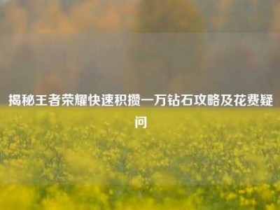揭秘王者荣耀快速积攒一万钻石攻略及花费疑问
