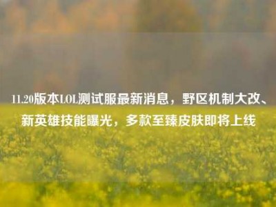11.20版本LOL测试服最新消息，野区机制大改、新英雄技能曝光，多款至臻皮肤即将上线