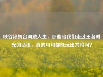 峡谷滚烫台词藏人生，那些陪我们走过王者时光的话语，真的句句都能玩出共鸣吗？