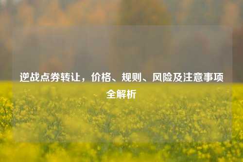 逆战点券转让，价格、规则、风险及注意事项全解析