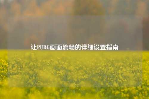 让PUBG画面流畅的详细设置指南