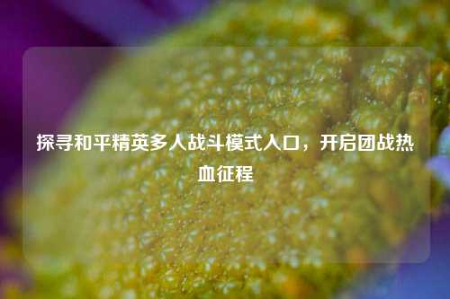 探寻和平精英多人战斗模式入口，开启团战热血征程