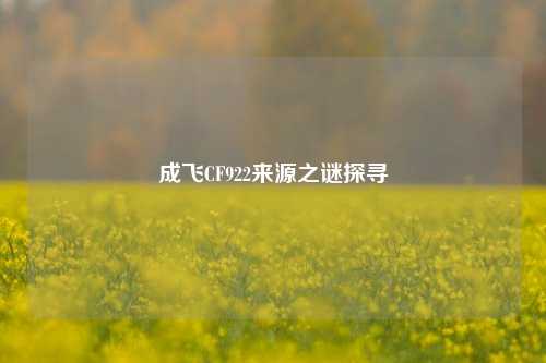 成飞CF922来源之谜探寻