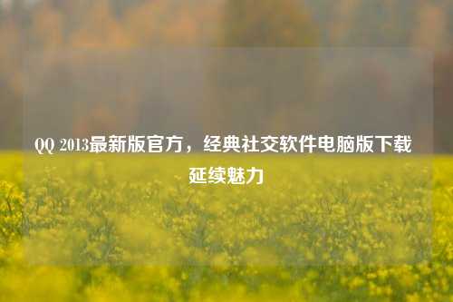 QQ 2013最新版官方，经典社交软件电脑版下载 延续魅力