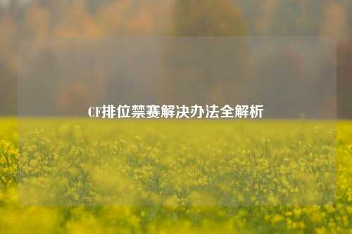 CF排位禁赛解决办法全解析