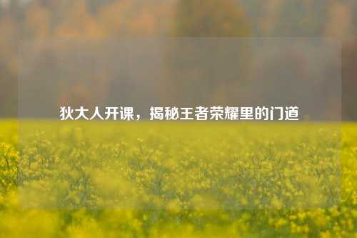狄大人开课，揭秘王者荣耀里的门道