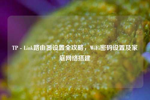 TP - Link路由器设置全攻略，WiFi密码设置及家庭网络搭建