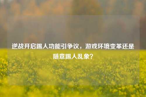 逆战开启踢人功能引争议,游戏环境变革还是随意踢人乱象?